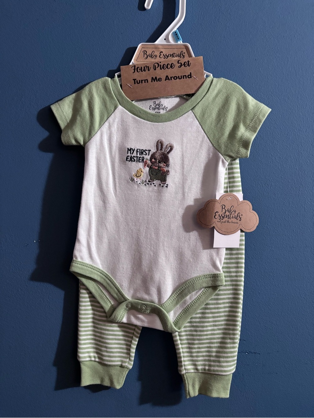 Baby Essentials White & Green "My First Easter"4- Piece Set